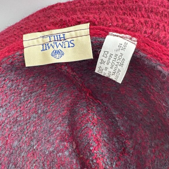 WOMENS SUMMIT HILL RED/GRAY WINTER FEDORA STYLE HAT OSFM VGC  BRCL - Picture 5 of 5